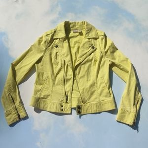 Bright Yellow Moto Jacket Twill Jacket Cool Trendy Jacket Unique Yellow Jacket